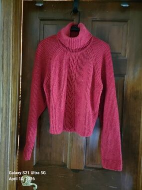 Liz Claiborne Red Cable Turtleneck Sweater